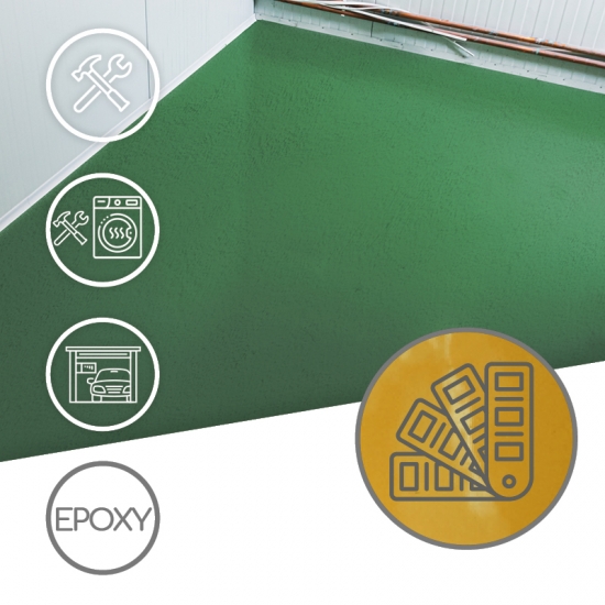 Gładka powłoka malarska z wodnej dyspersji żywicy epoksydowej w technologii TECHNIArt FLOOR SYSTEM 200 AQ (gr. ok 0,5 mm)